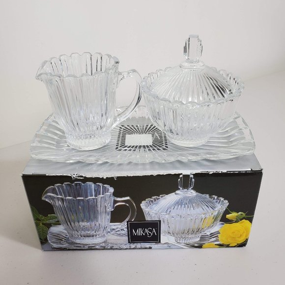 Mikasa Other - Mikasa Vintage Crystal Sugar and Creamer with Tray